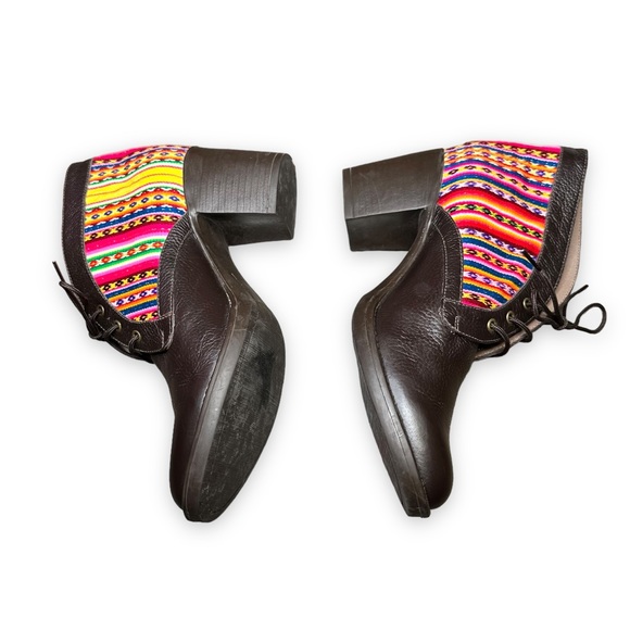 Killasumaq Mister Stenholm Dark Brown Leather Booties Serape Fabric Size EU 39 - Picture 9 of 17